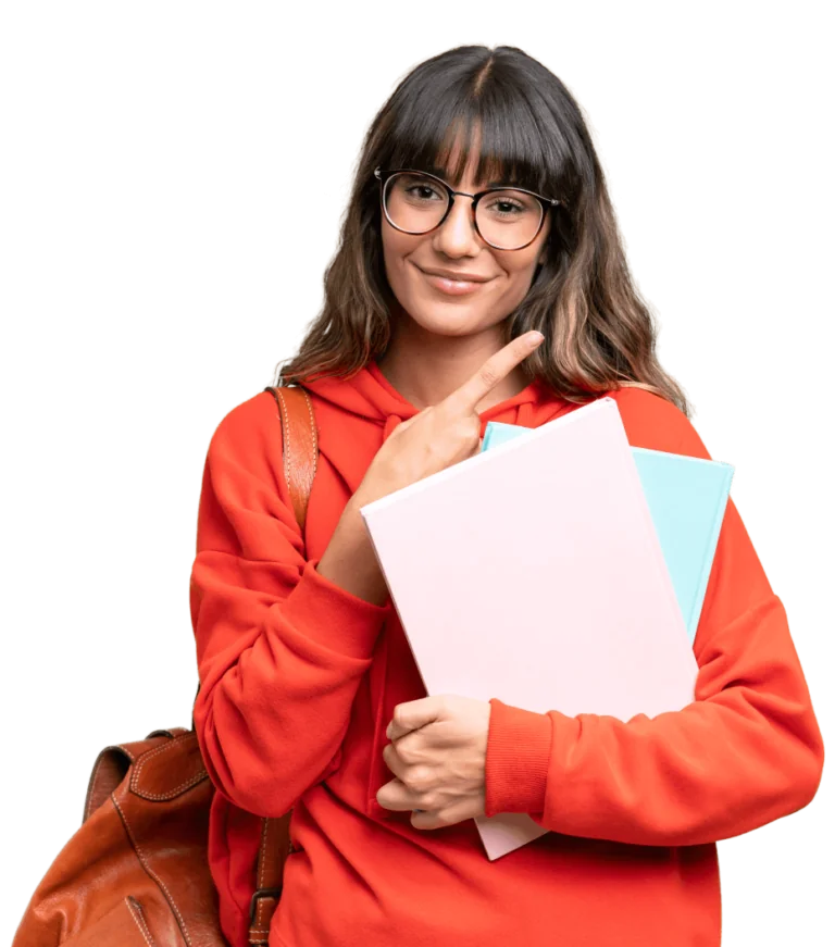 Student holding books