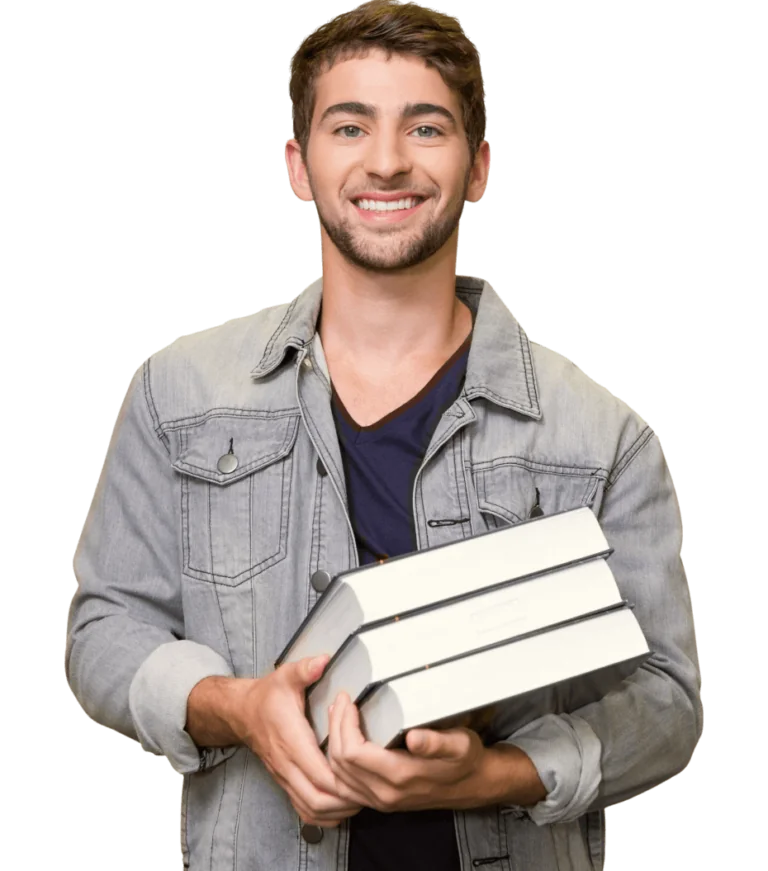 Graduate holding books
